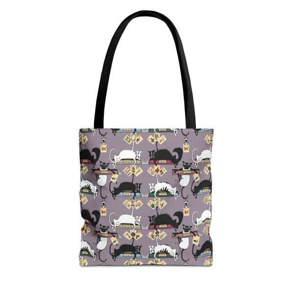 Mahjong Cats Tote Bag on Purple
