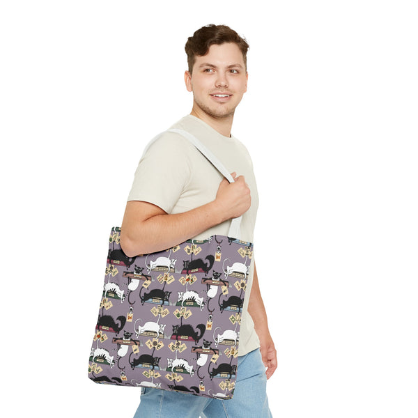 Mahjong Cats Tote Bag on Purple