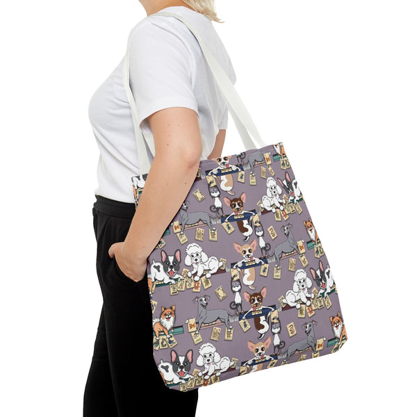 Mahjong Dogs Tote Bag on Purple
