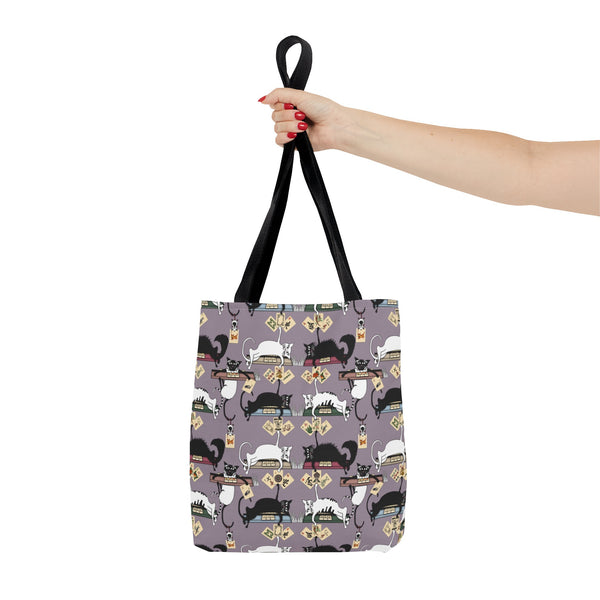Mahjong Cats Tote Bag on Purple