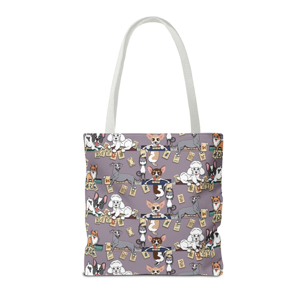 Mahjong Dogs Tote Bag on Purple