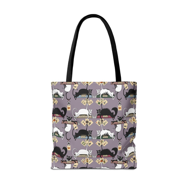 Mahjong Cats Tote Bag on Purple